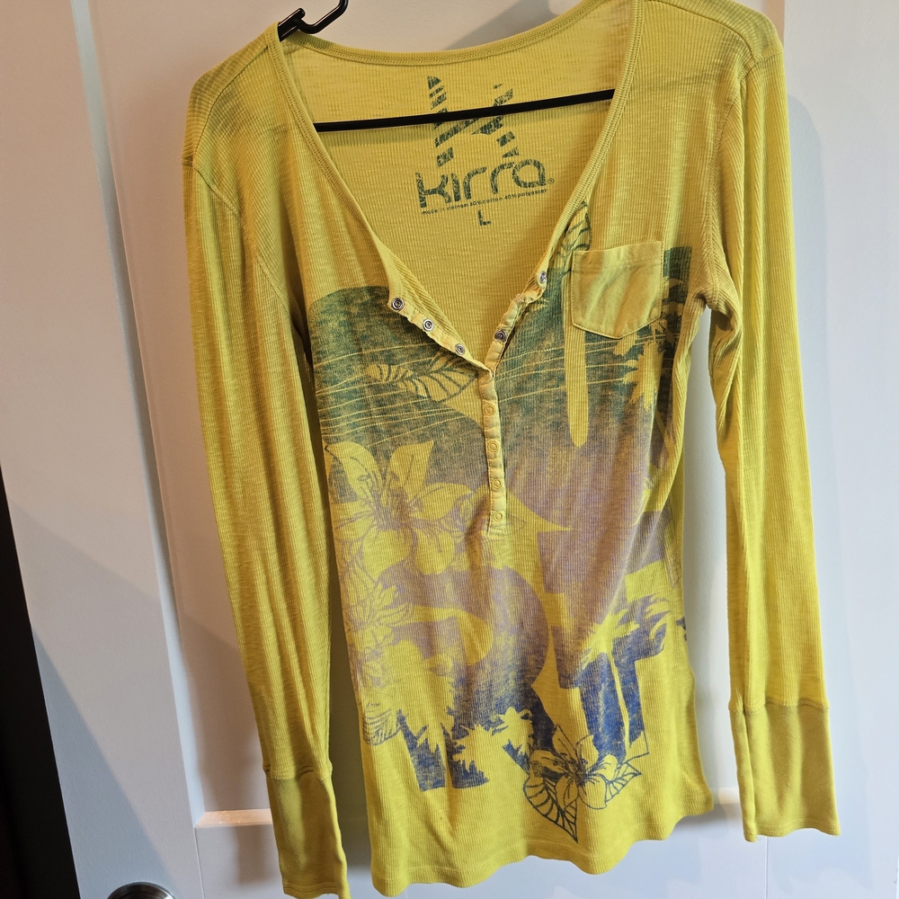 Kirra Yellow Floral Graphic Top